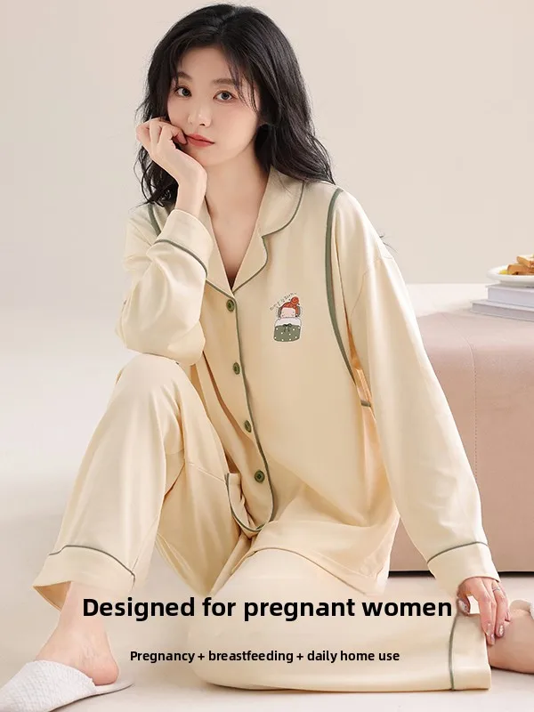 pigiama-a-maniche-lunghe-in-puro-cotone-ideale-per-la-primavera-e-l’autunno-adatto-alle-donne-in-gravidanza-per-l’uso-in-casa-durante-l’inverno-comodo-per-l’allattamento-stile-casual