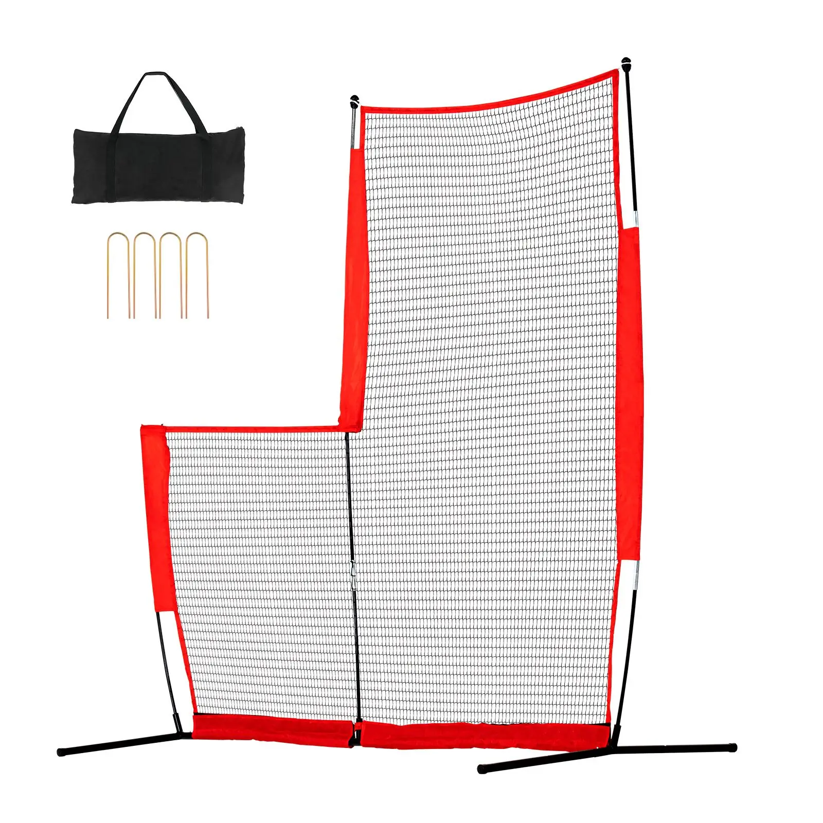 L Screen Baseball for Batting Cage, 7x7 ft Baseball & Softball Safety Screen, Body Protector Portable Batting Screen with Carry Bag & Ground Stakes, Baseball Pitching Net for Pitchers Protection