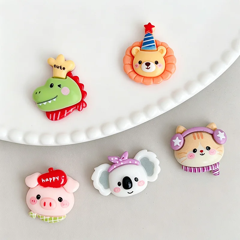 16pcs Mixed Cute Dress-Up Animal Resin Shoe Charms - Kawaii Clog Decor for Sandals & Beach Bags
