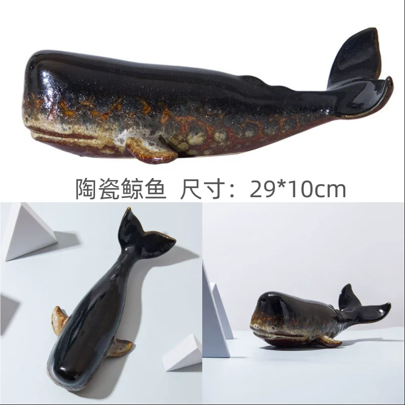 

Creative Whale Ceramic Sculpture Modern Crafts Porcelain Ornaments Desk Decoration Simulated Whale Statue Room Aesthetic Decor