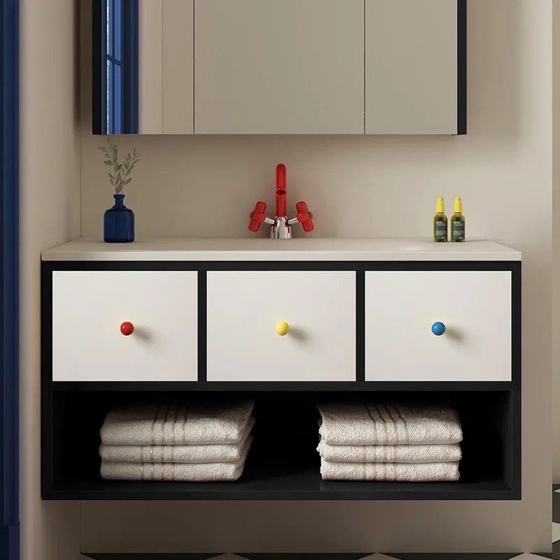 

Wash top, dopamine bathroom cabinet, combination ceramic integrated basin, oak paint bathroom