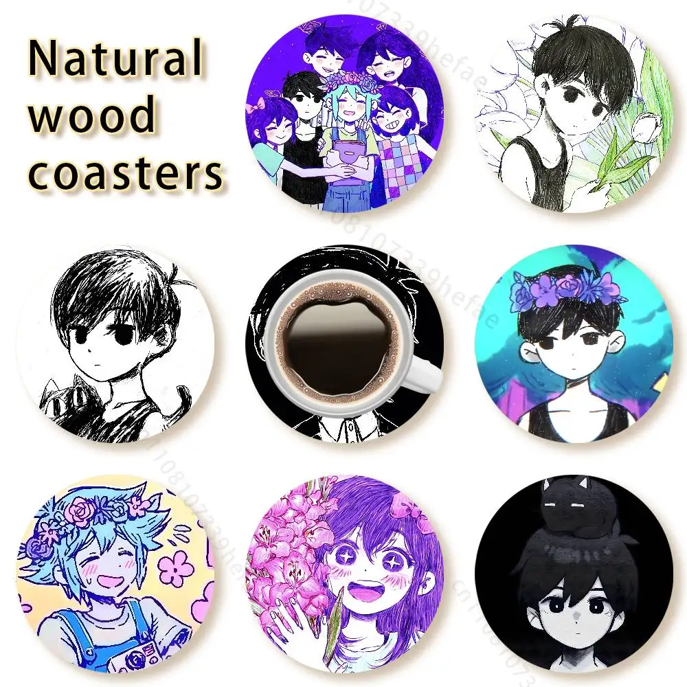 

Game O-Omori wooden anti-slip coasters, suitable for home office and living room decoration