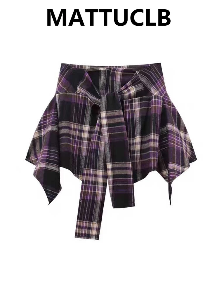 Women's Mini Plaid Skirt 2000s Aesthetic Harajuku Japanese Irregular Skirt Cyber Punk American Retro High Street Design Kpop