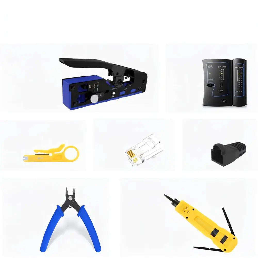 Heavy Duty RJ45 Crimper Tool Professional Network Cable Installer Set Steel Blade Ergonomic Design Handheld Repair Tool