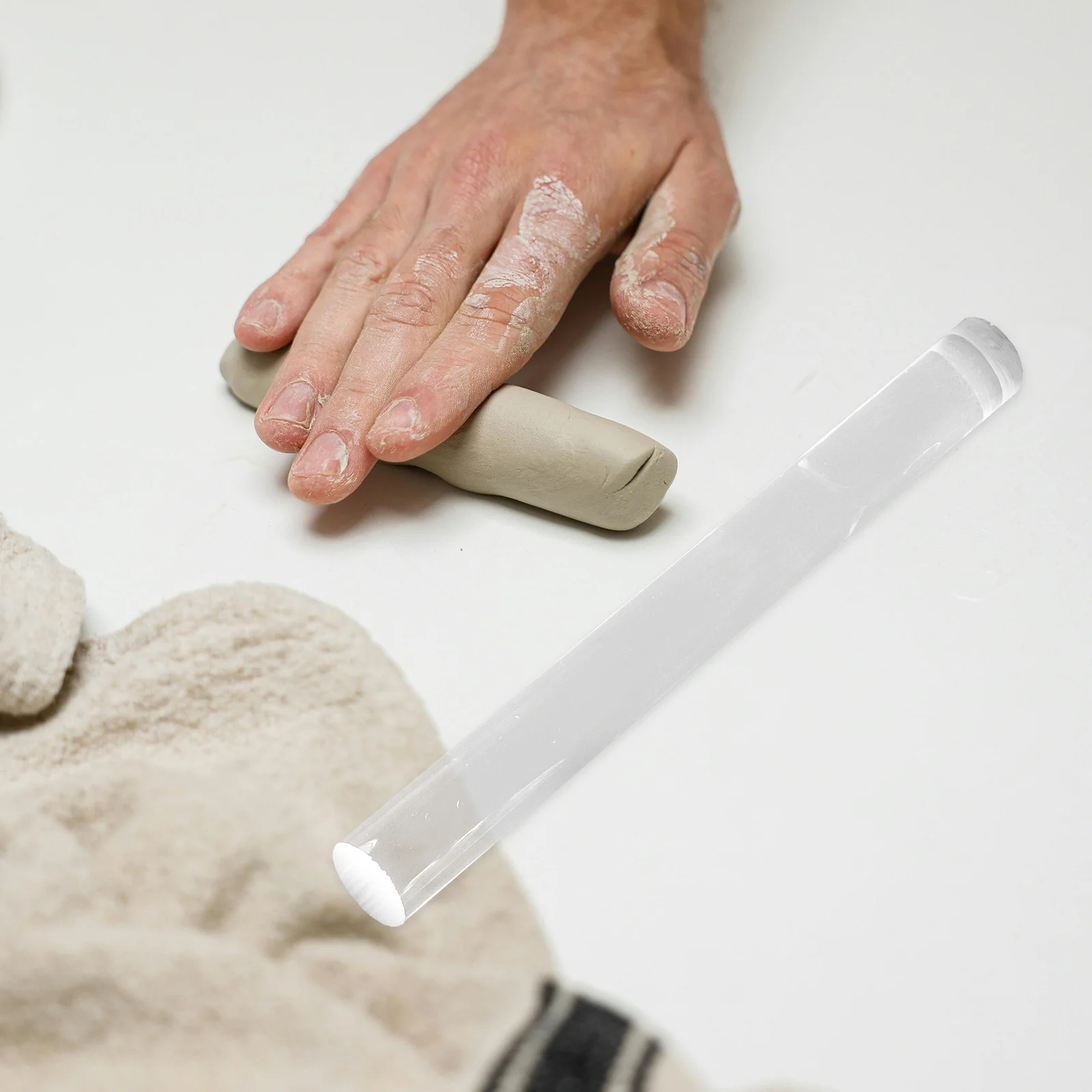 

2Pcs Clear Acrylic Rolling Pin Hollow Solid Clay Roller Round Tube for Sculpting Carving Polymer Clay DIY Art Craft Accessories