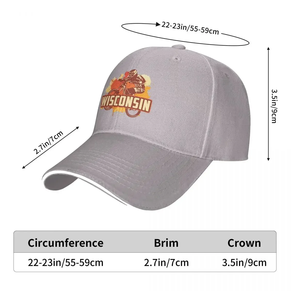 Wisconsin Baseball Caps Snapback Fashion Baseball Hats Breathable Casual Outdoor Unisex Polychromatic Customizable