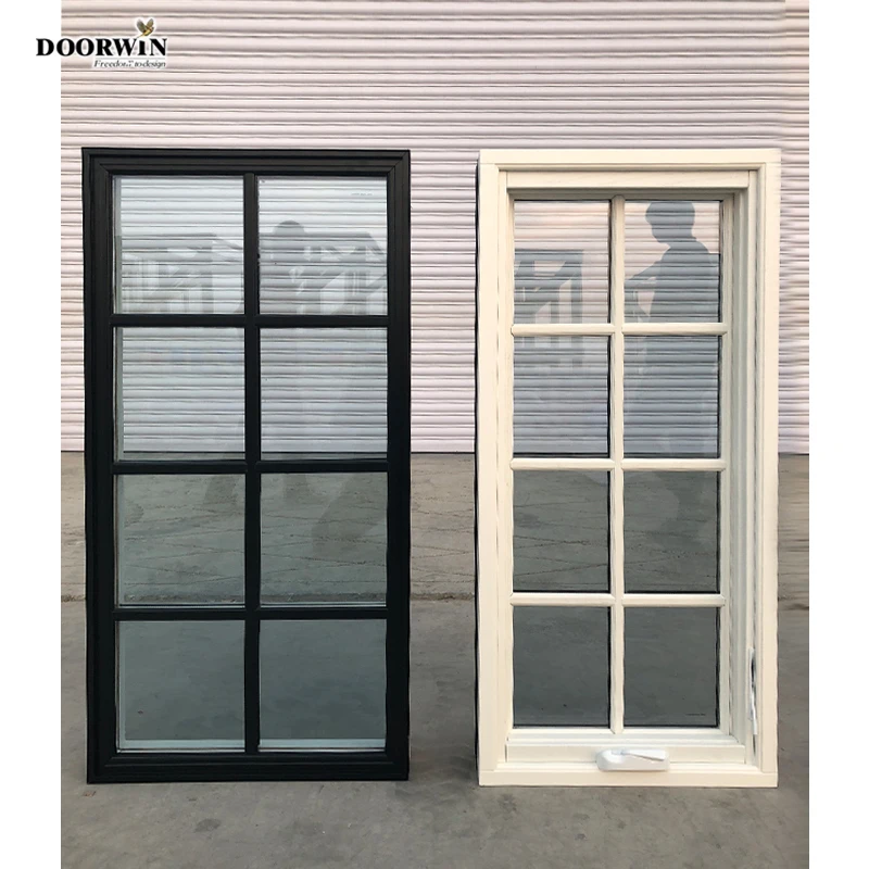 Manufactures NFRC Certified American Style Texas Aluminium Double Glass Window Aluminum Clad Wood Crank Casement Windows