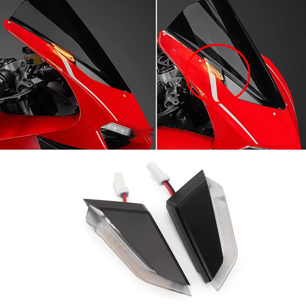 

﻿ Motorcycle Windshield Side LED Turn Signal Light Indicator Lamp decoration For Ducati Panigale V2 PANIGALE V4 V4S V4R