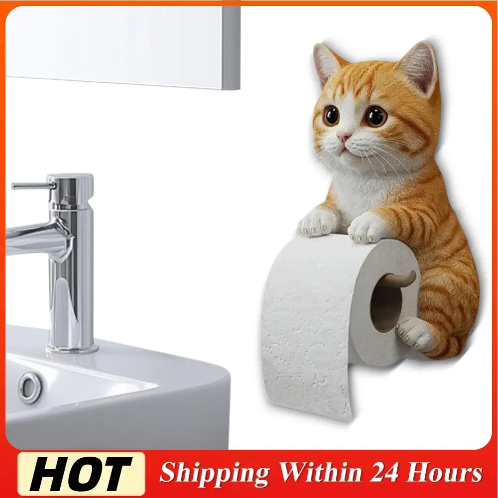 

Wall Mount Toilet Paper Roll Holder Cat Shape Paper Stand Kitchen Bathroom (C)