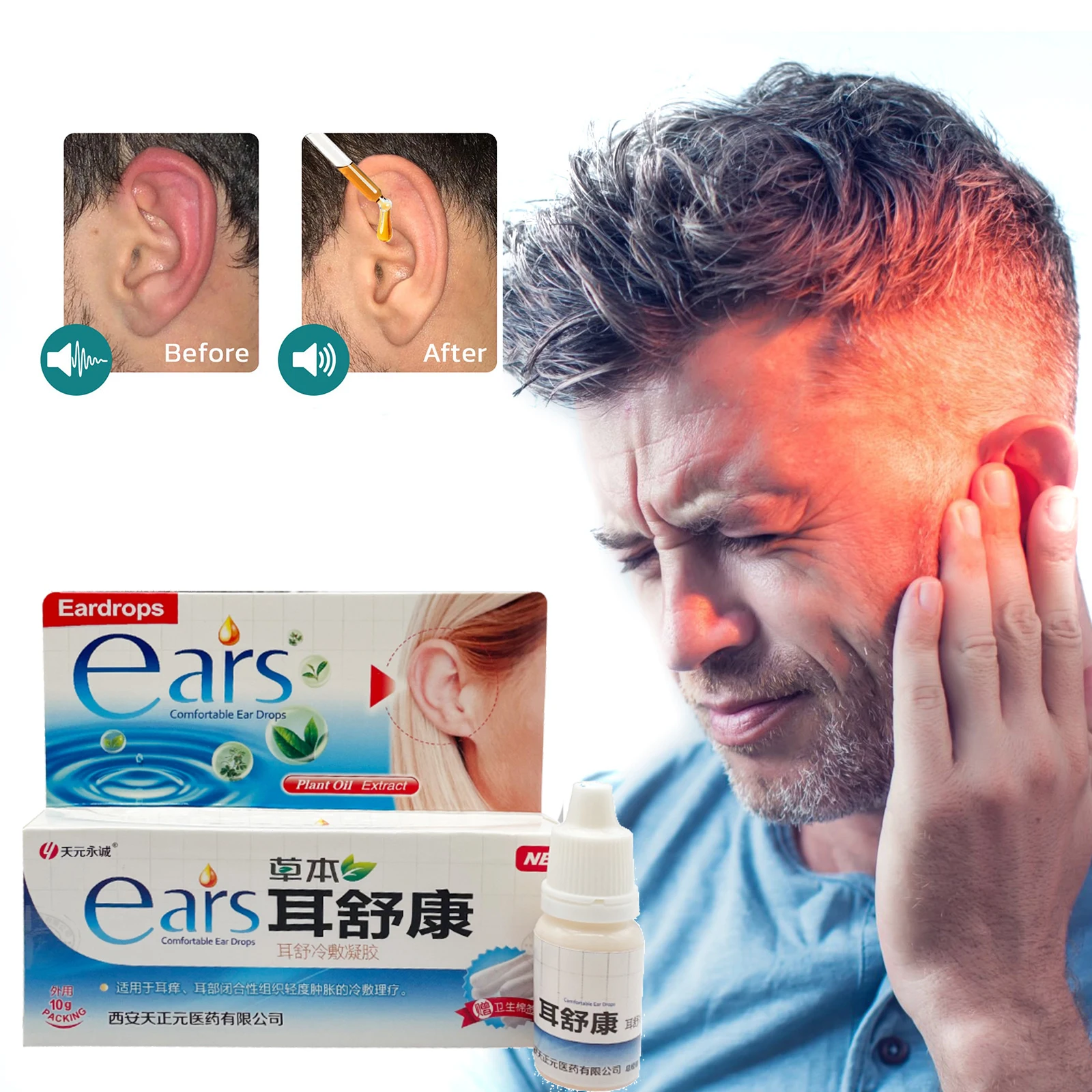 Ear Health Care Herbal Tinnitus Drops Relieve Deafness Prevent Hearing Loss for Tinnitus Symptoms Ringing Relief Earache