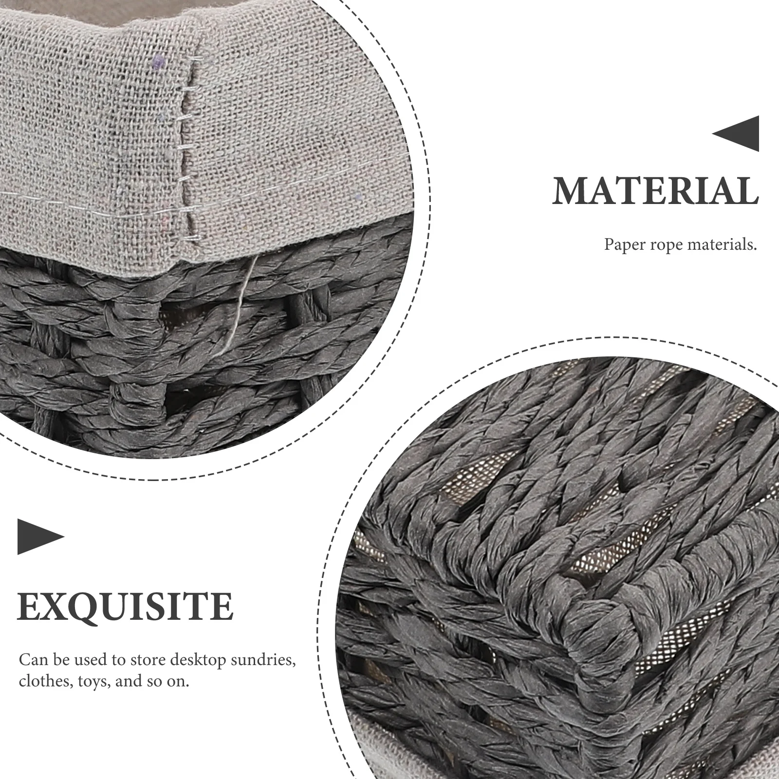 

Woven Basket Desktop Sundries Storage Organizer Multipurpose Storage Box for Home Office Kitchen Bathroom Balcony