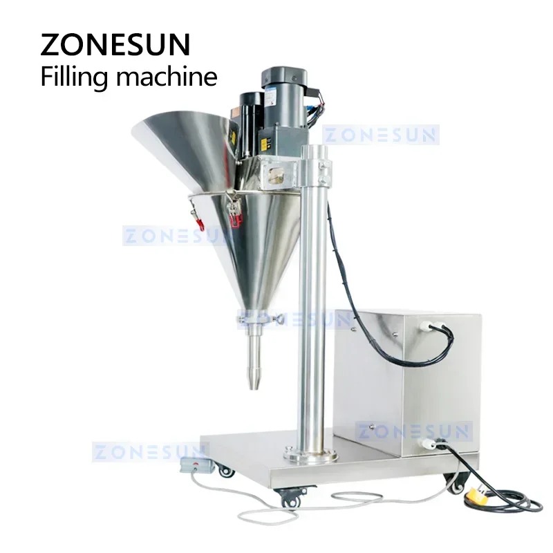 ZONESUN Semi-Automatic Auger Filler Dosing Paprika Flour Milk Powder Bottle Jar Filling Machine ZS-FM100S