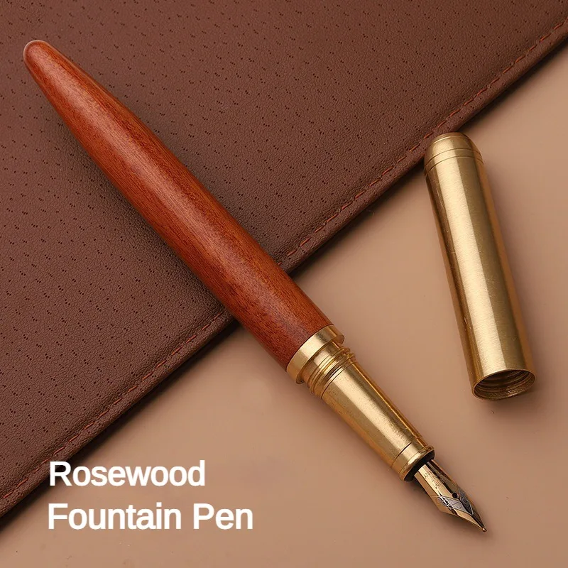 Sandalwood Wooden Fountain Pens F Nib Elegant Pen Office Signature Pens Students Writing Painting School Stationery Supplies