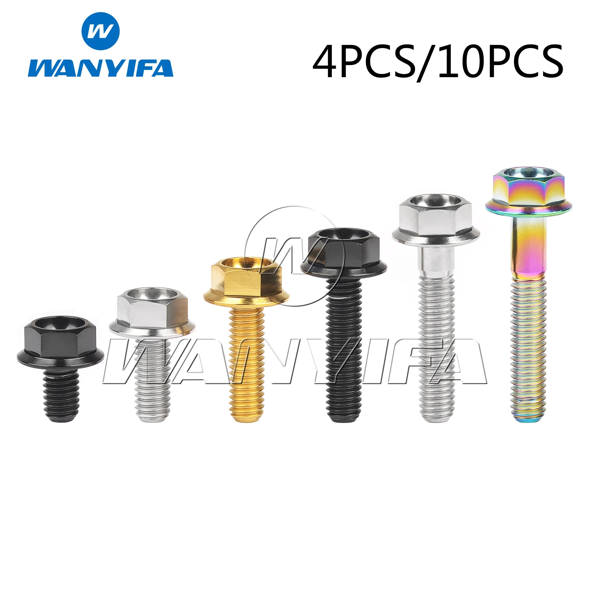 

Wanyifa Titanium Bolt M6x10~35mm Flange Hex Head M6 Titanium Screw for Motorcycle Retrofit 4/10pcs