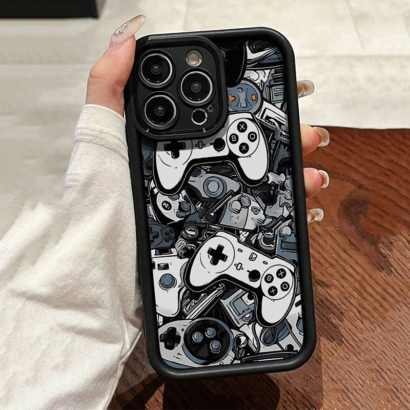 Case For iPhone 14 16 Pro Max Cases iPhone 15 Case Game Controller Graphic Case For iPhone 11 12 13 XS XR X 7 8 Plus SE 2 Cover