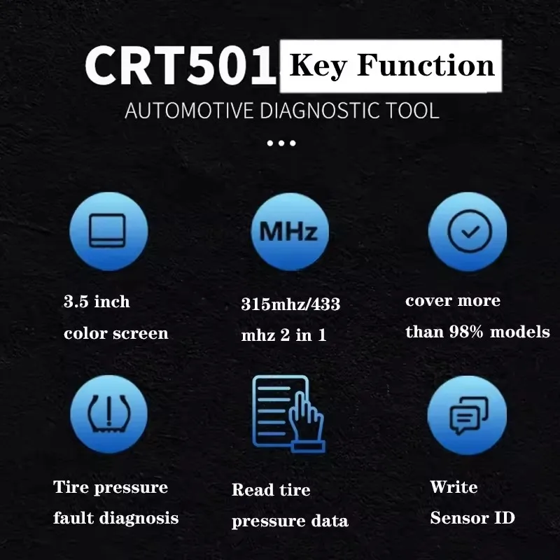 LAUNCH CRT501 CRT 501 PK TSGUN Tire Pressure Monitor System Activate Diagnostic Tool Read Write TPMS 433+315MHZ 2 In1 RF-sensors