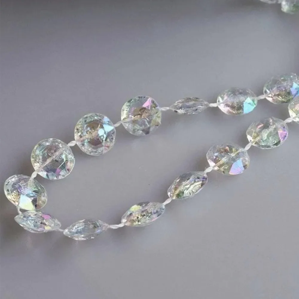 Colorful 10mm Acrylic Beads Chain 30M Roll Decorative Beads Chain Acrylic Disc Iridescent Diamond Beads Garland Party Decoration
