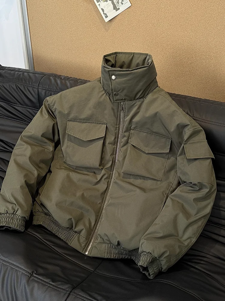 

Thiened ort Bomber Jaet Мужская рабочая одежда Хлопковое пальто с воротником-стойкой Зимняя теплая верхняя одежда на молнии