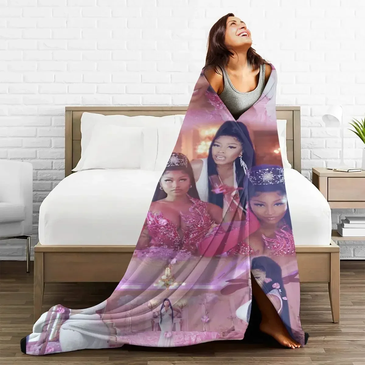 Nicki Minaj Singer Sexy Star Blankets Fleece Print Breathable Lightweight Thin Throw Blanket for Home Travel Plush Thin Quilt