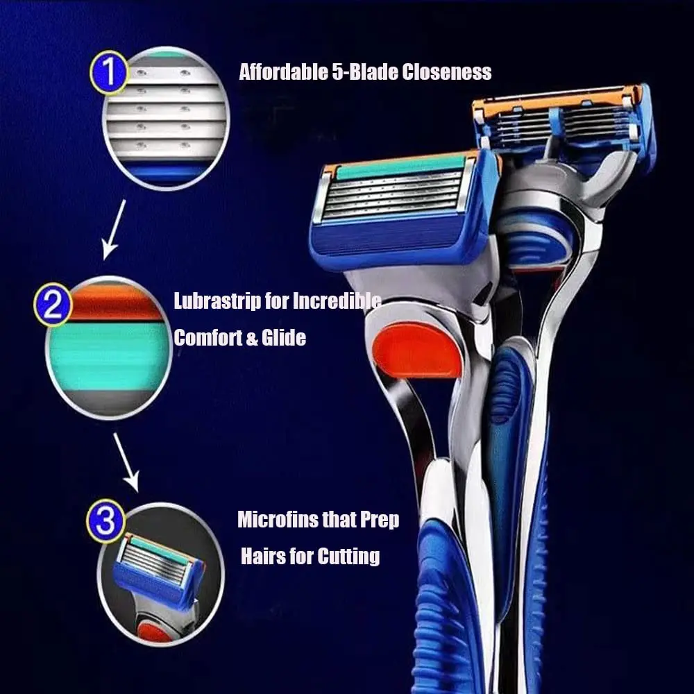 Razor Shaver for Men, Premium Shaving Shaver, 5-Layer Razor Face Beard Hair Comes with Replaceable Blades, 5-Layer Refills