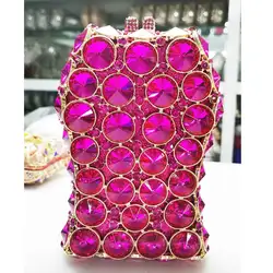 KHNMEET Fuschia pochette multicolore borsa da sera donna viola intenso borse da sera diamanti piccola borsa pochette da giorno borse SC330