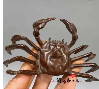 Bronze collection, gold-plated crab, tea pet, living room, wealth attracting creative ornaments