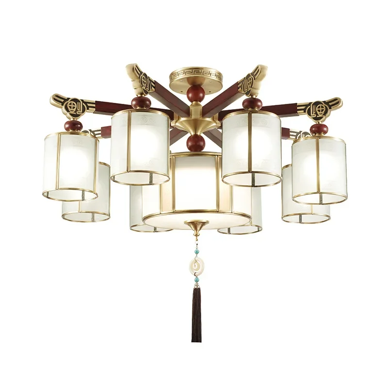 النمط الصيني الجديد، الثريا، جميع النحاس، ضوء غرفة المعيشة، النمط الصيني، غرفة النوم، غرفة الطعام، الغلاف الجوي، المنزلية