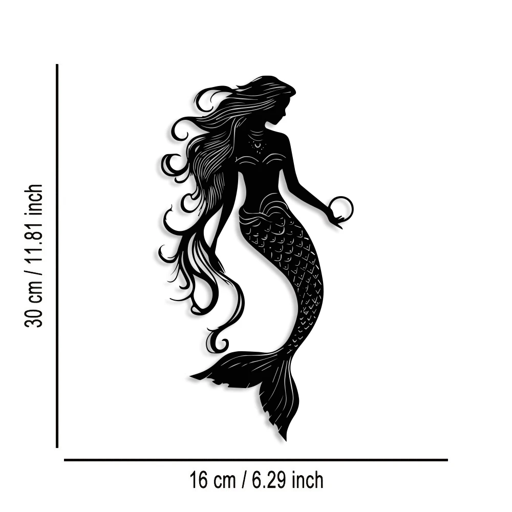 Elegant Mermaid Metal Wall Art - 1-Piece Set of Minimalist and Abstract Marine Life Decoration