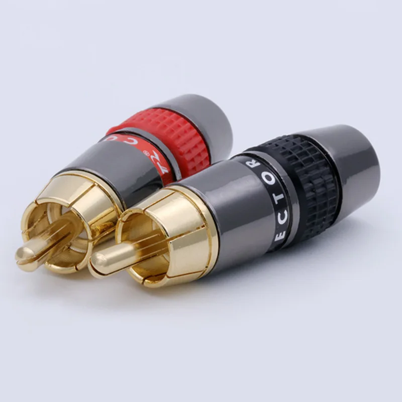 R Connector 1pair/2pcs Wire connector RCA male plug adapter Video/Audio Connector Support 8mm Cable black&red