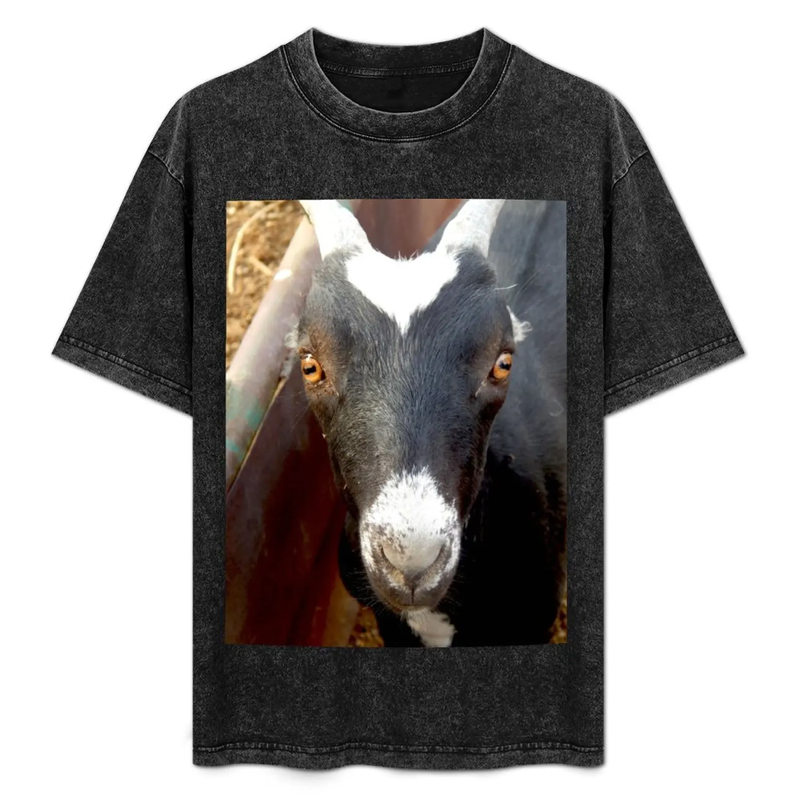 

funny black goat face T-Shirt anime tshirt man clothes Aesthetic clothing men t shirt