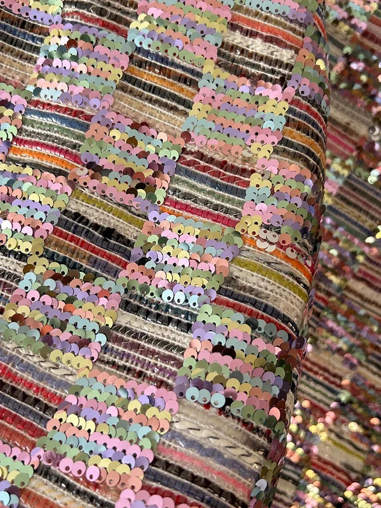 

Shining Ethnic National Style Grid Sequin Fabric Stage Costume Creative Fashion Designer Cloth for Apparel Diy Sewing Per Meter