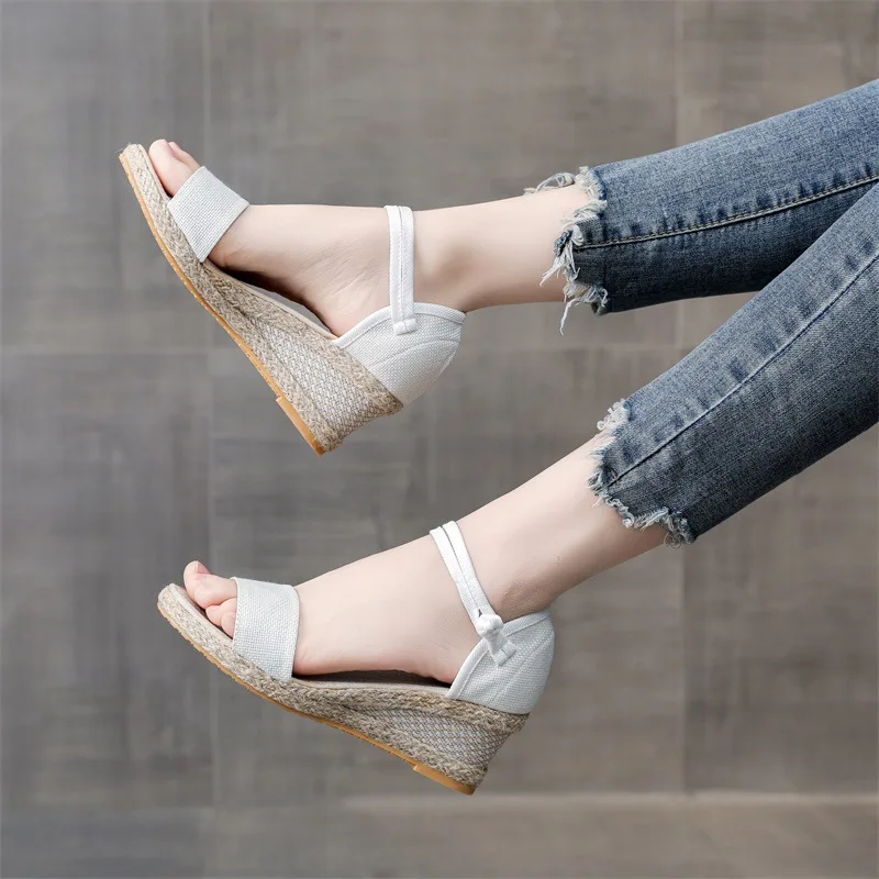 Open Toe Sandals Women Espadrilles Wedges Summer Shoes Woman Casual Heeled Sandals Designer Pumps Heels Footwear Zapatos Mujer