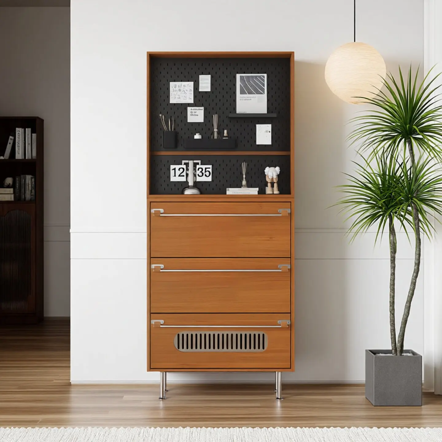 Modern simple small apartment porch cabinet medieval Spanish shoe integrated door household solid wood ultra-thin