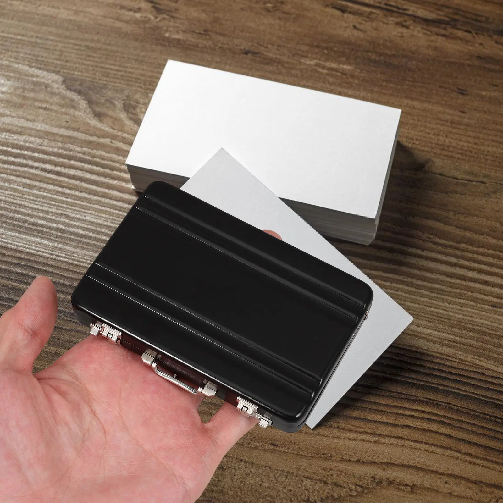 Aluminum Alloy Card Storage Box Compact Thin Sturdy Protective for Trading Business Visiting Index Id Cards Office Organizer