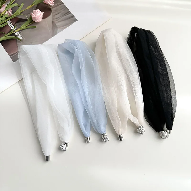 Creative Solid Color Neckerchief for Woman Convenient Magnetic Button Summer Lightweight Breathable Neckerchief