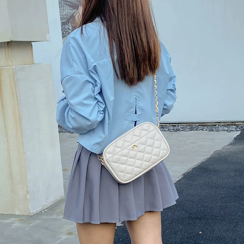 Women\'s Bags New Fashion Small Square Bag Shoulder Bag Chain Bags Rhombic Lattice Korean Style Trend Leisure Lady Crossbody Bags