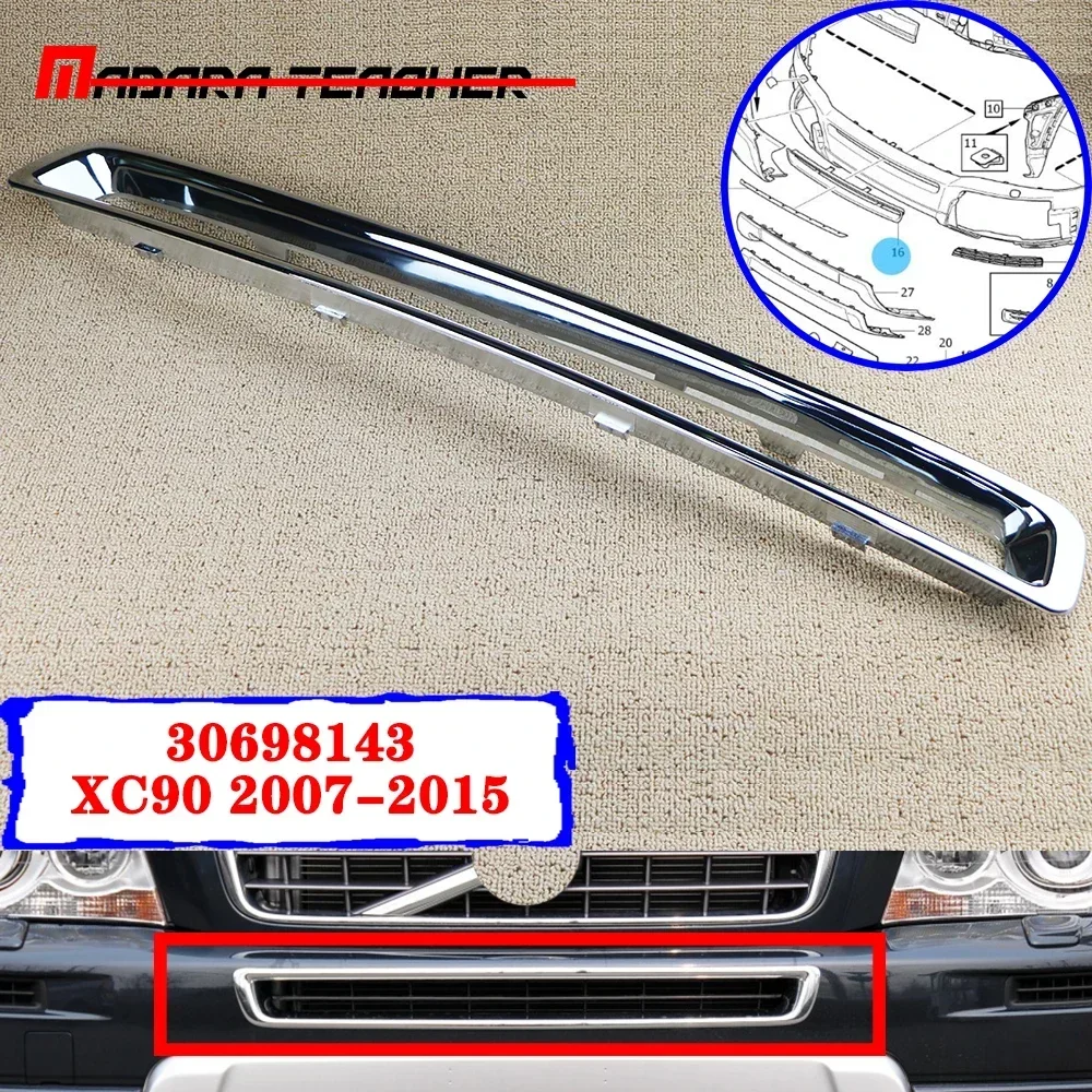 

30698143 Chrome Lower Front Bumper Frame Centre Grill Grille Exterior Plated For VOLVO XC90 2007 2008 2009 2010 2011 2012 2013