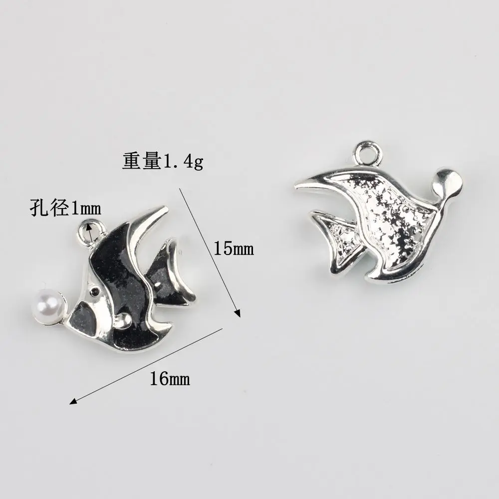 10Pcs/lot Simple Alloy Fish Pendant Pearl Inlay DIY Jewelry Accessories for Necklace Bracelet
