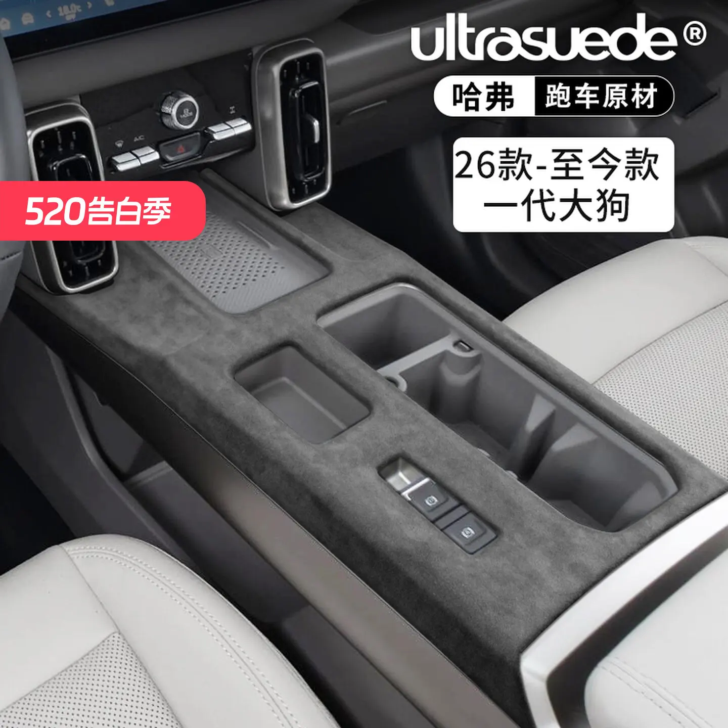 

For 2026 Haval Dog Center Console Shift Panel Trim Suede Interior Accessories Custom Fit Anti-Scratch