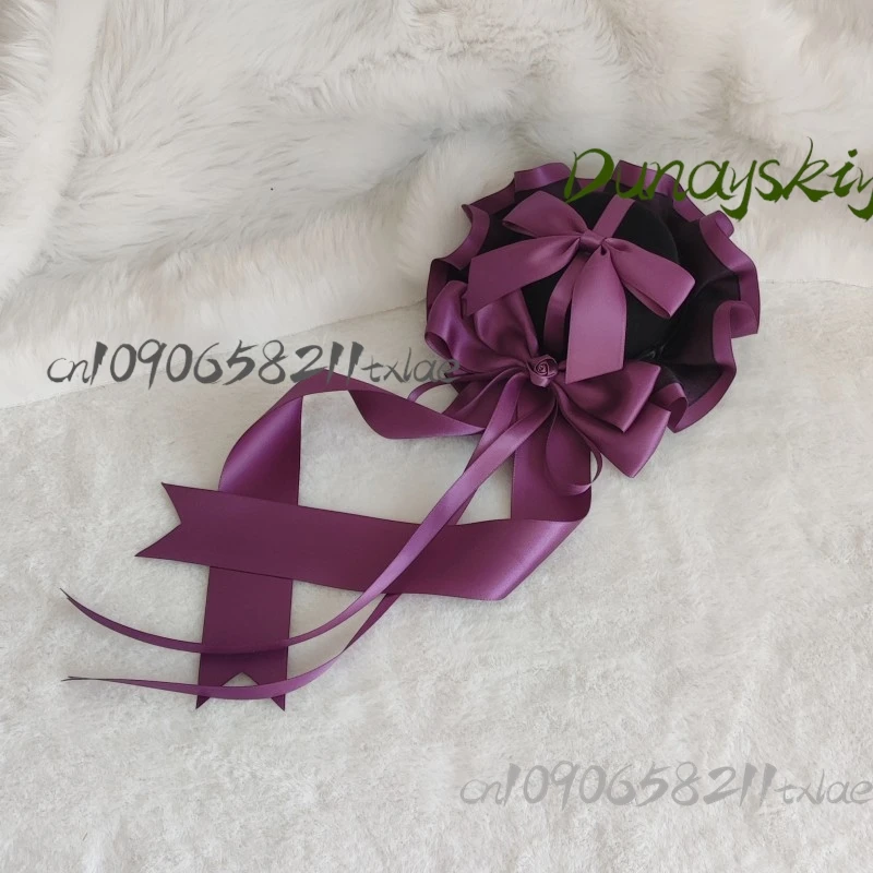 Gothic Lolita BlackPurple Rose Headdres ElegantHat Lace Gloves Hair Ribbons Victorian Dark Romance Accessories Halloween/Cosplay