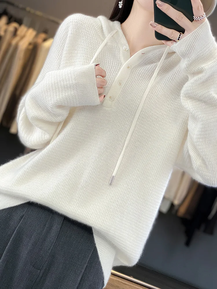 Large size Women\'s Hoodies Sweater 100% Australia Wool Pullovers Knitwear Long Sleeve Tops Jumper Casual comfort Fashion Trends