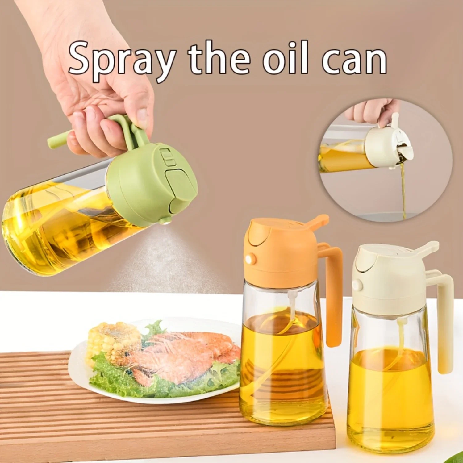 

1pc Cooking Injector, 2-in-1 Olive Oil Dispenser Bottle For Kitchen, BBQ Spray Bottle, 16oz/470ml Plastic Oil Bottle, PP Nozzle,