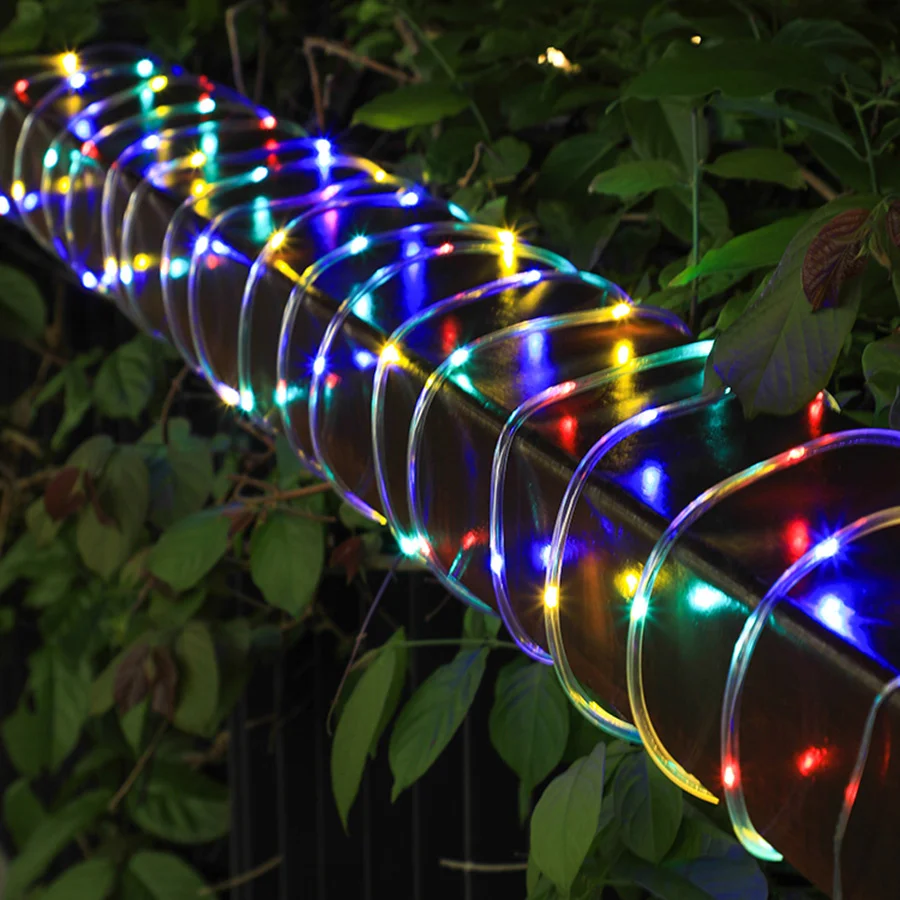 LED Outdoor Solar Rope Tube Fairy Lights Waterproof 32M 300LEDs 8 Modes Garden String Lights for Wedding Garland New Year Decor