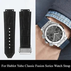 Genuine Cowhide Leather Watch Strap for Hublot Yubo Silicone Strap Classic Fusion Big Bang Series Elegant Watchbands 19x26mm