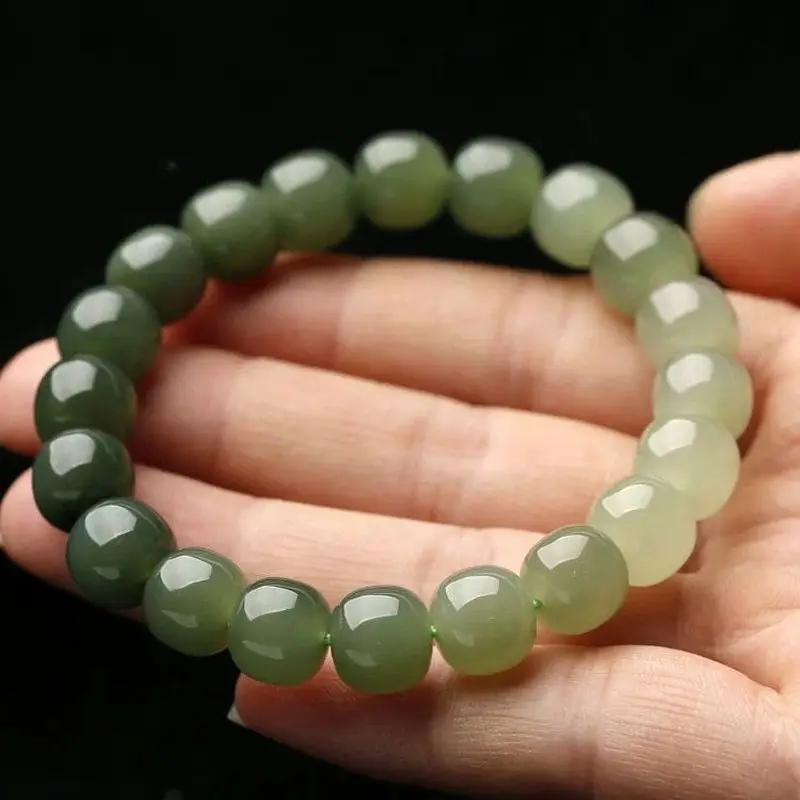 Natural , Yellow , Jade with Clear Water Gradient, Hetian Jasper Bracelet