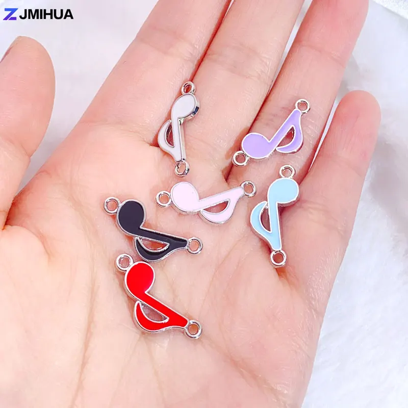 15pcs Enamel Connectors Musical Note Charms For Jewelry Making Supplies DIY Handmade Bracelets Anklets Findings Accessories