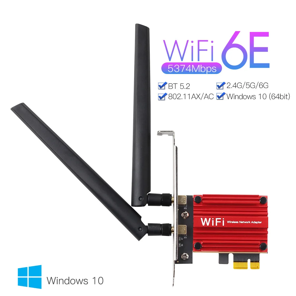 Imagem -06 - Adaptador de Placa de Rede sem Fio Bluetooth 5.3 Tri Band Wifi 6e Ax210 Ax210ngw 802.11ax Pcie Win10 11 2.4g 5g 6ghz 5374mbps