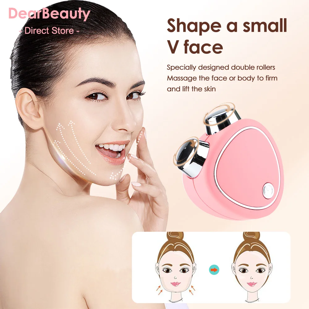 Portable Electric Face Lift Roller Massager EMS Microcurrent Sonic Vibration Facial Lifting Skin Tighten Massage Beauty Devices