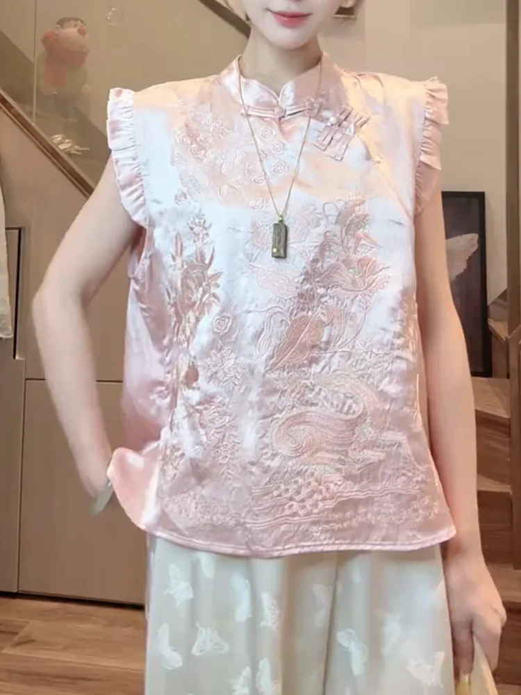 

Elegant Embroidered Heavy-Stitching Chinese Style Women's Top Slimming Slimming Summer New Arrival plus Size Casual Wear