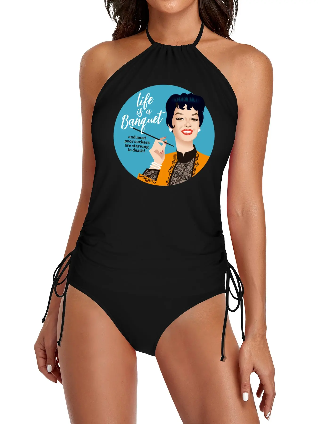 

Banquet! Split Swimsuit Set women's swimsuits 2025 beach pareos for women Swimsuit black
